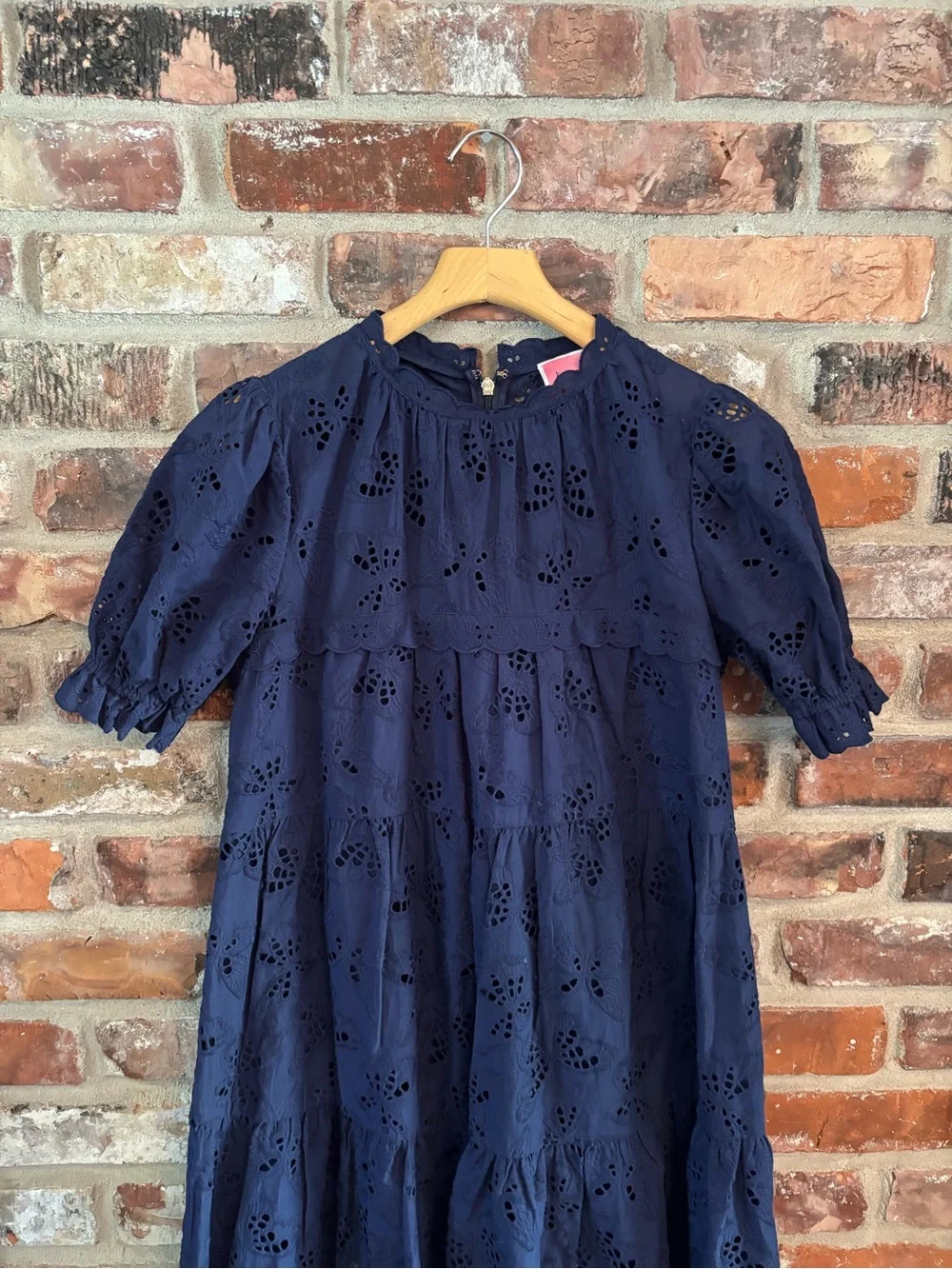 Kate Spade Blue Butterfly Eyelet Tiered Dress, S